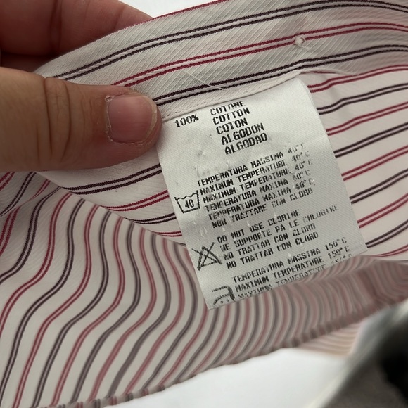 Versace Collection Striped Button Down Embroidered Logo Men's Shirt - Picture 10 of 11